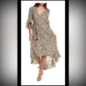 Tommy Bahama XS Dress Leopard Maxi Lovely Leo Abalone Dress cocktail brown cream
